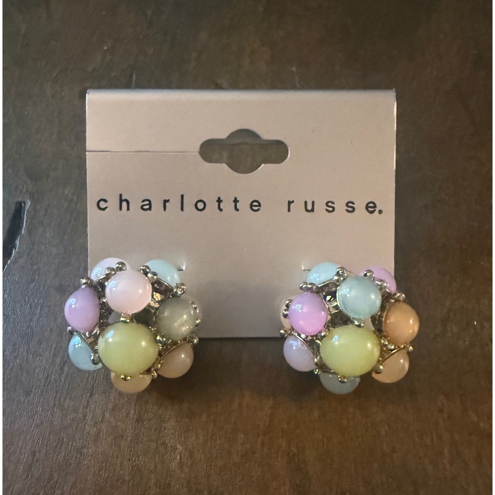Charlotte Russe Earrings Pastel Multicolor Cluster Studs Kawaii Coquette Girly